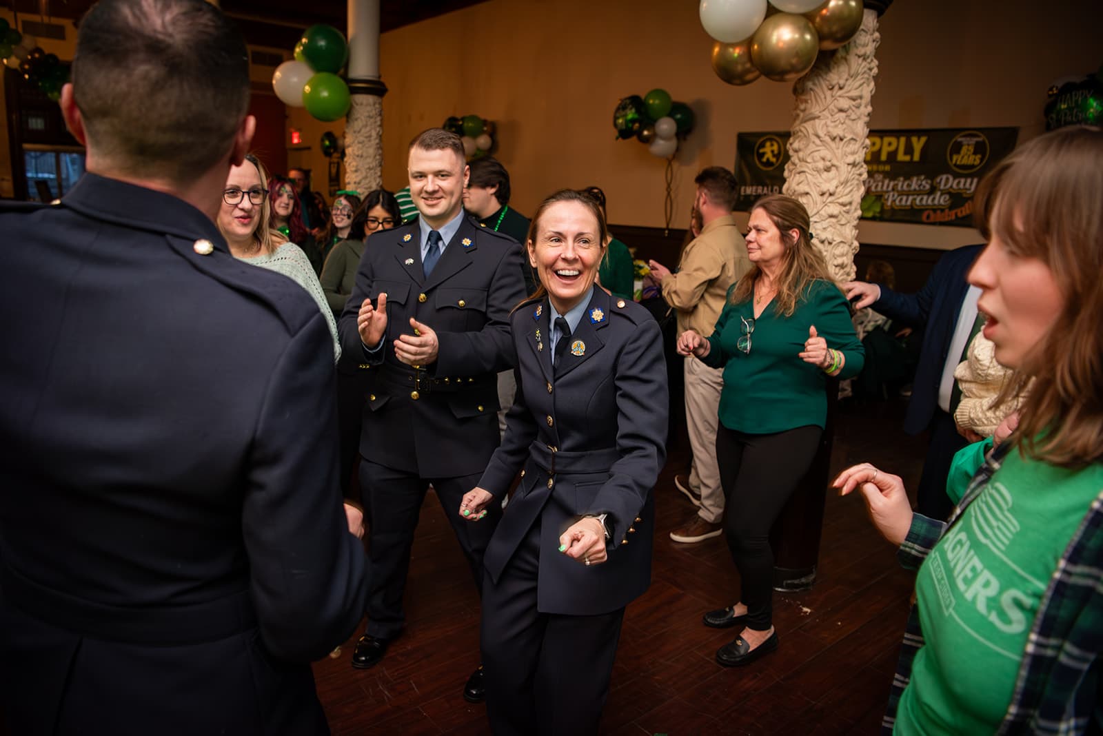 Dancer moving across the floor during the Guild's 2026 St. Patrick's Day gathering.