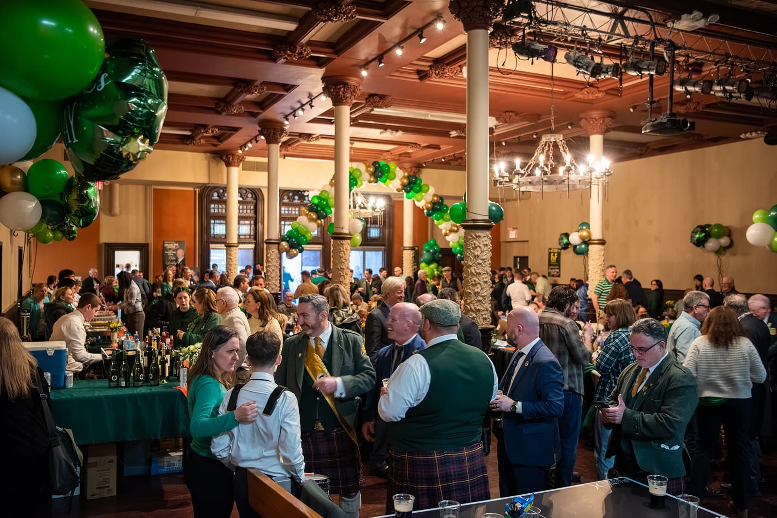 Full 2026 St. Patrick's Day hall crowd gathered during the Guild's parade-day celebration.