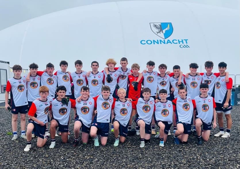 The New York U15 Football team wearing jerseys sponsored by the Emerald Guild Society in Ireland.